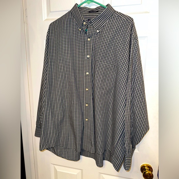 Chaps Mens Shirt  18/18 1/2  Blue Plaid Button Up Long Sleeve Easy Care Collared - Picture 1 of 6